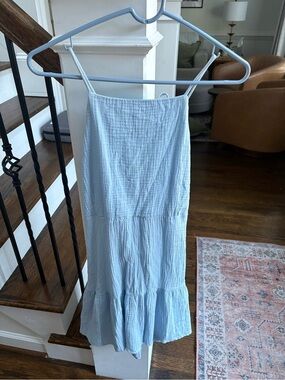 Light Blue Ruffle-Hem Mini Skirt — Soft Tiered Summer Style